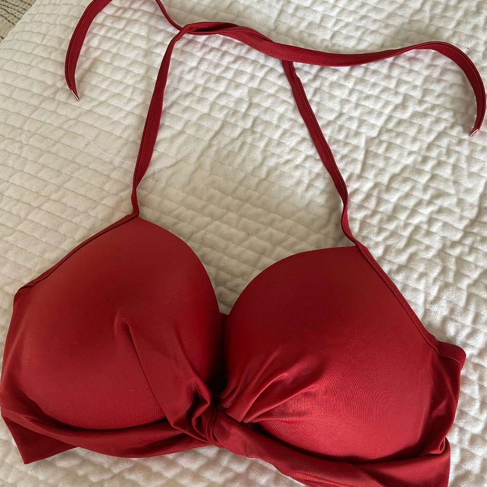 SHADE & SHORE HALTER TOP BIKINI  RUST RED SIZE 38 D